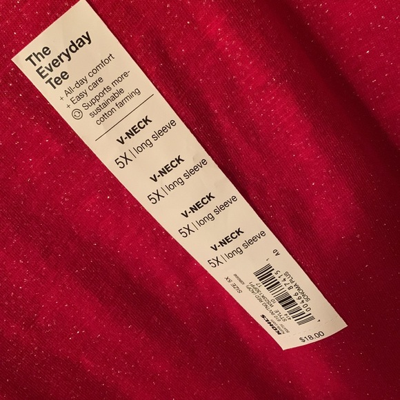 NWT Sonoma Everyday Tee holiday red w/gold sparkles cotton stretchy size 5x - Picture 10 of 11